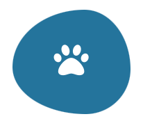 White paw-print on blue background icon