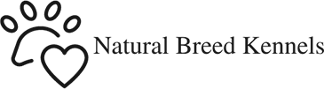 Natural Breed Kennels Logo featuring a paw print and a heart